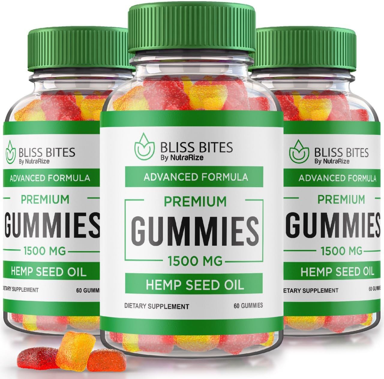 NutraRize (Pack of 3 Bliss Bites Hemp Gummies, Supplements for Tranquility, A Daily Indulgence of Relaxation, Reviews (180 Gummies)