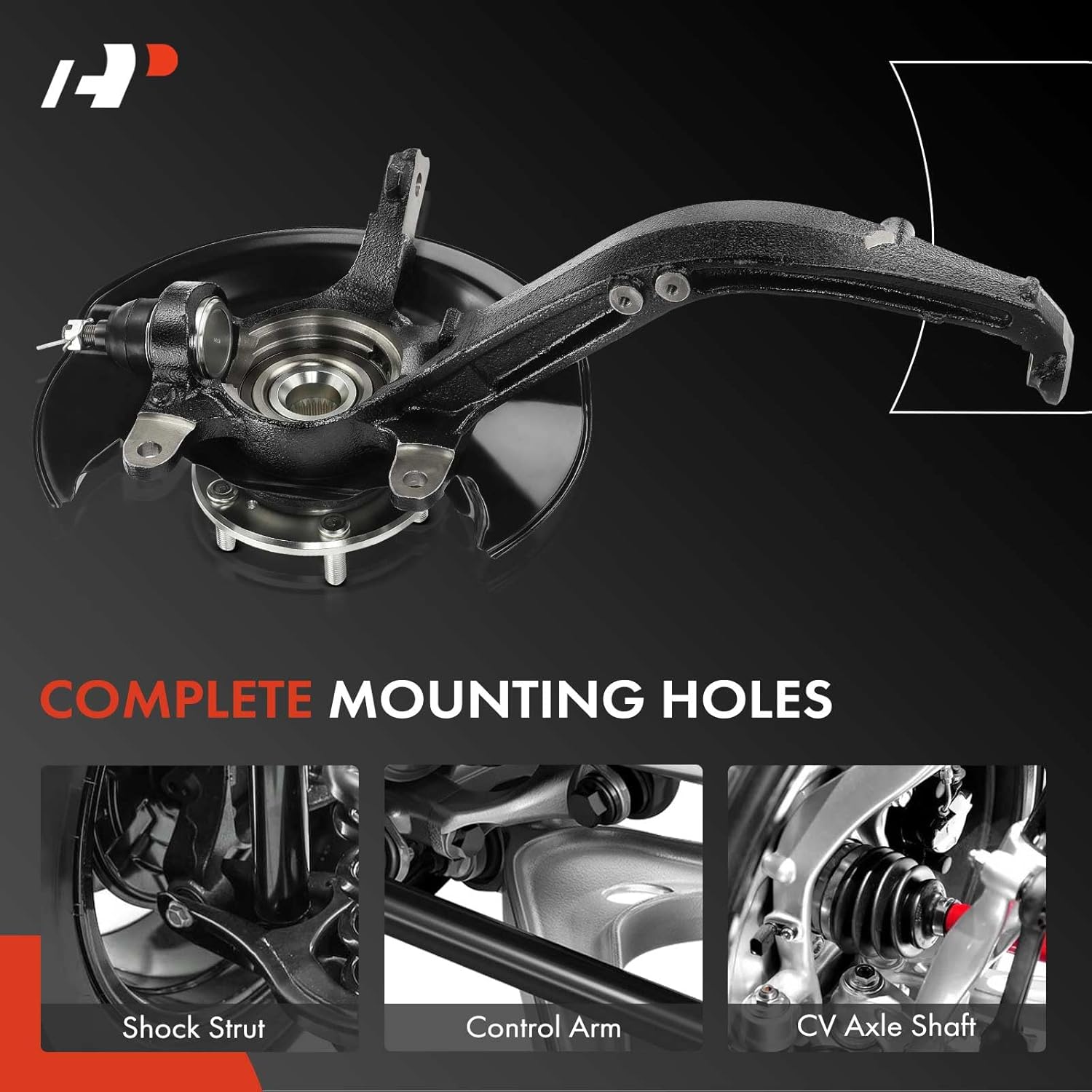 A-Premium Front Left Steering Knuckle & Wheel Bearing Hub Assembly Compatible with Honda Accord 2003-2007, L4 2.4L Engine Only, Manual Transmission Only, Driver Side