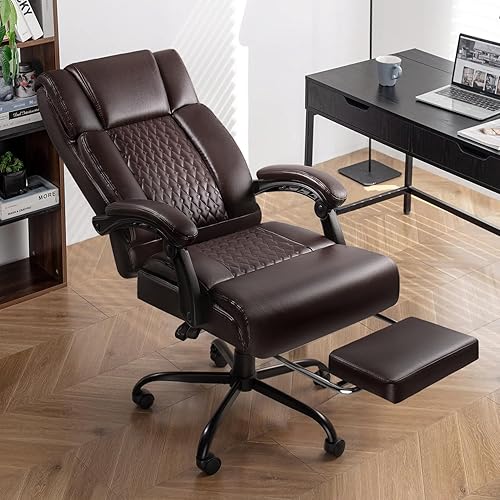 Miniatura 2 de LEMBERI Silla de oficina con reposapiés, silla de oficina grande y alta de 400 libras, silla de oficina grande y alta, diseño ejecutivo ergonómico