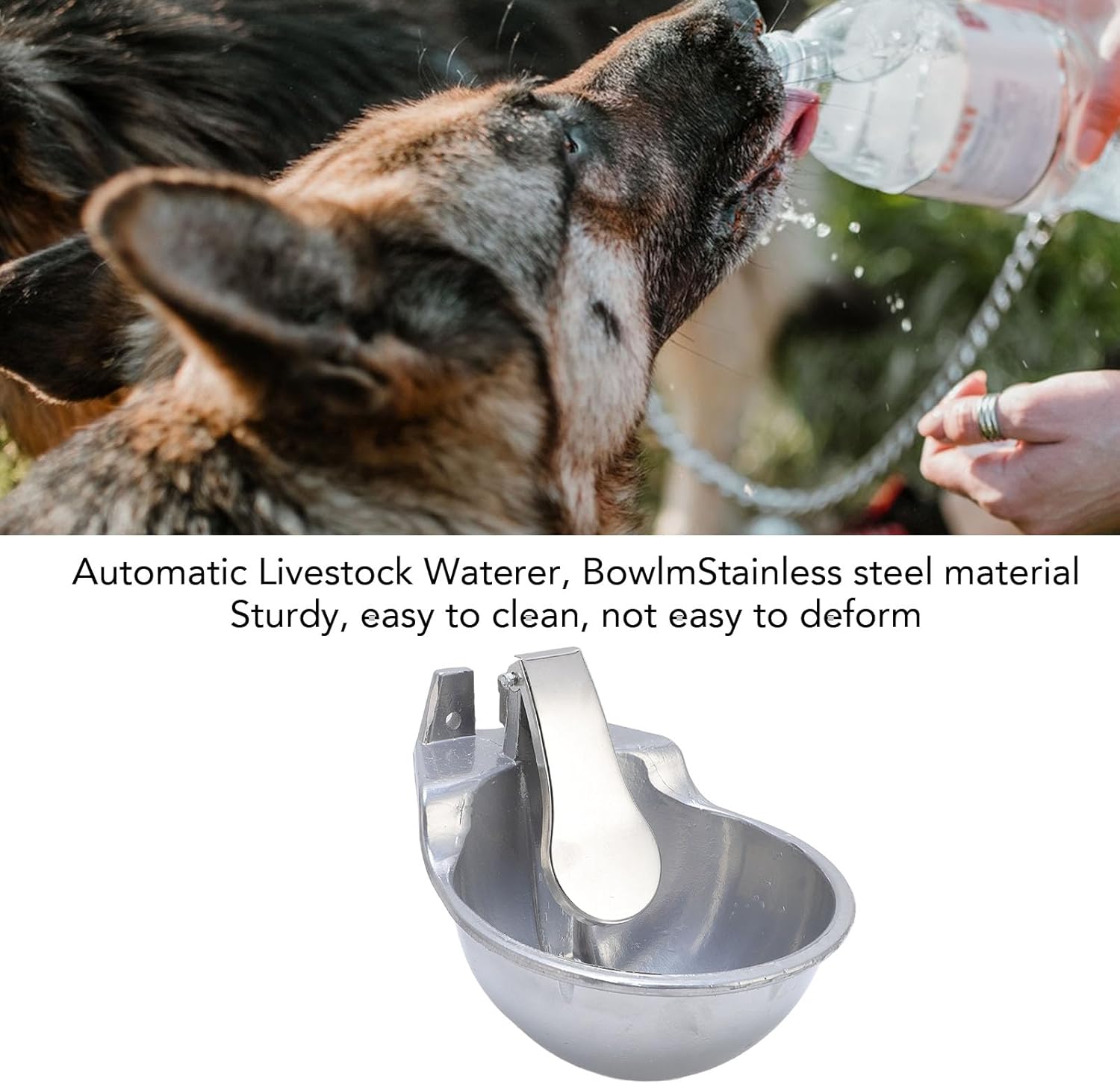 Automatic Livestock Waterer Bowl, Stainless Steel Water Feeder Drinking Trough Horse Water Dispenser Multipurpose Livestock Drinking Bowl for Cattle, Dogs, Pigs, Sheep
