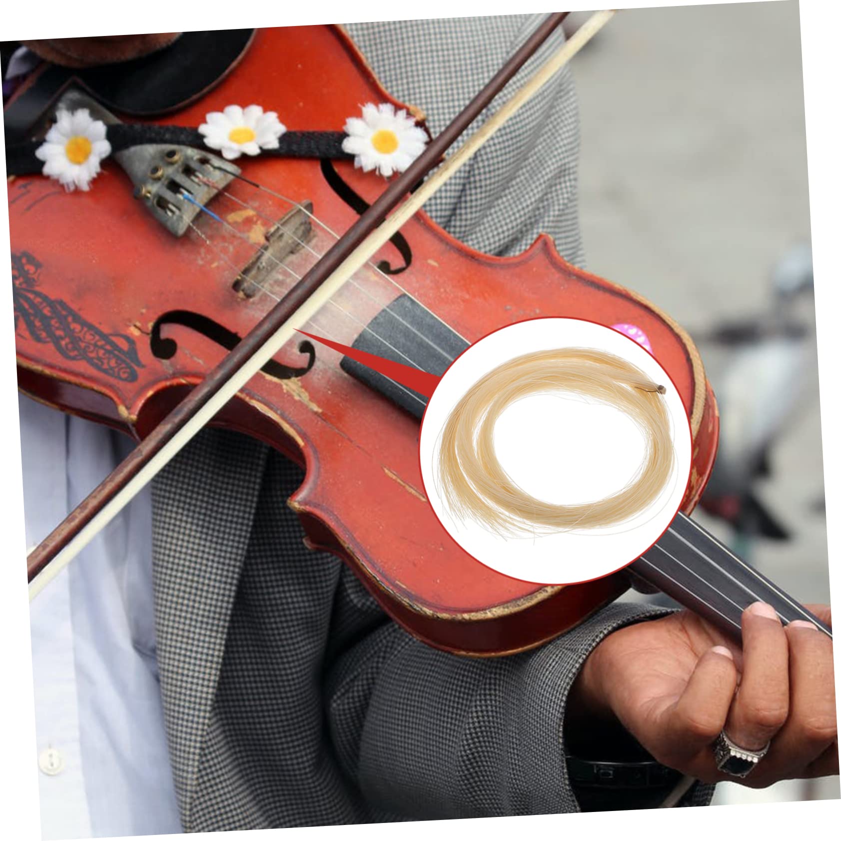 GOOHOCHY 2Pcs Violin Hair Supplies Durable Replacement String for Students Beginners Hair for Tone Performance