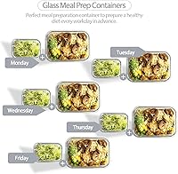 Vista 5 de [10 pack Glass Meal Prep Containers with Lids, Glass Food Storage Containers with Snap Locking Lids for Food, Bpa-free, Easy to Open&