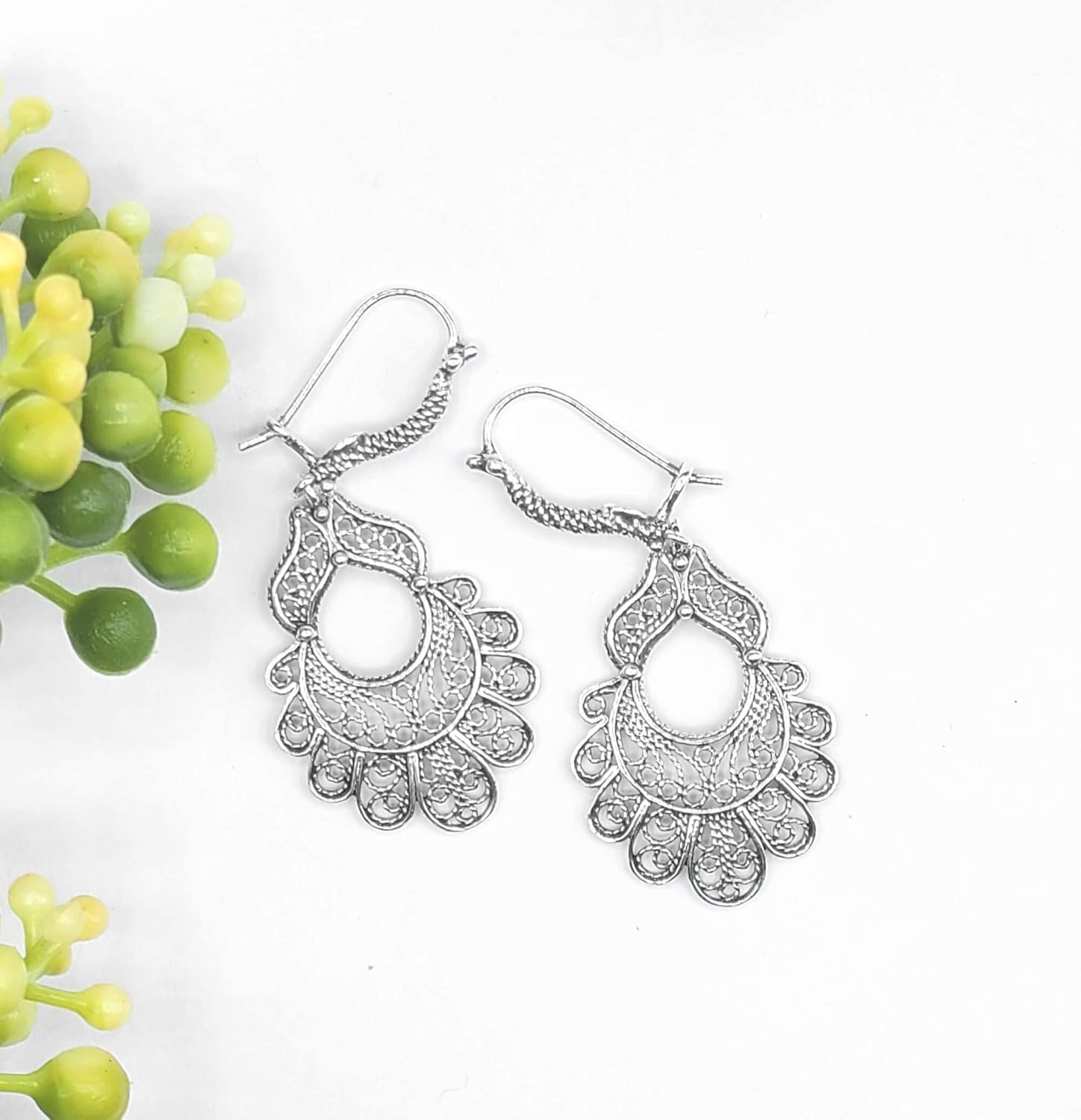 FILIGRANIST Sterling Silver Handcrafted Filigree Art Dangle Drop Women Earrings Collection
