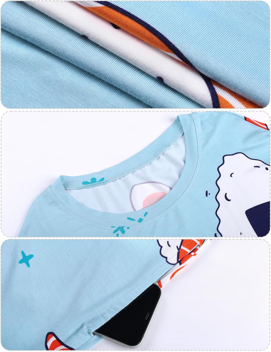 KFUBUO Plus Size Nightgowns for Women Oversized Sleep Tshirts Dress Short Sleeves Sleepwear With Pocket Fit S-5XL - Image 6