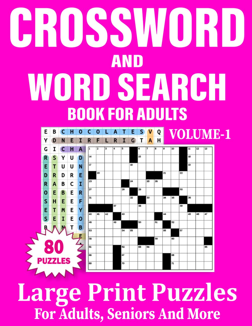 Crossword And Word Search: Large Print Puzzles For Adults (volume 1)