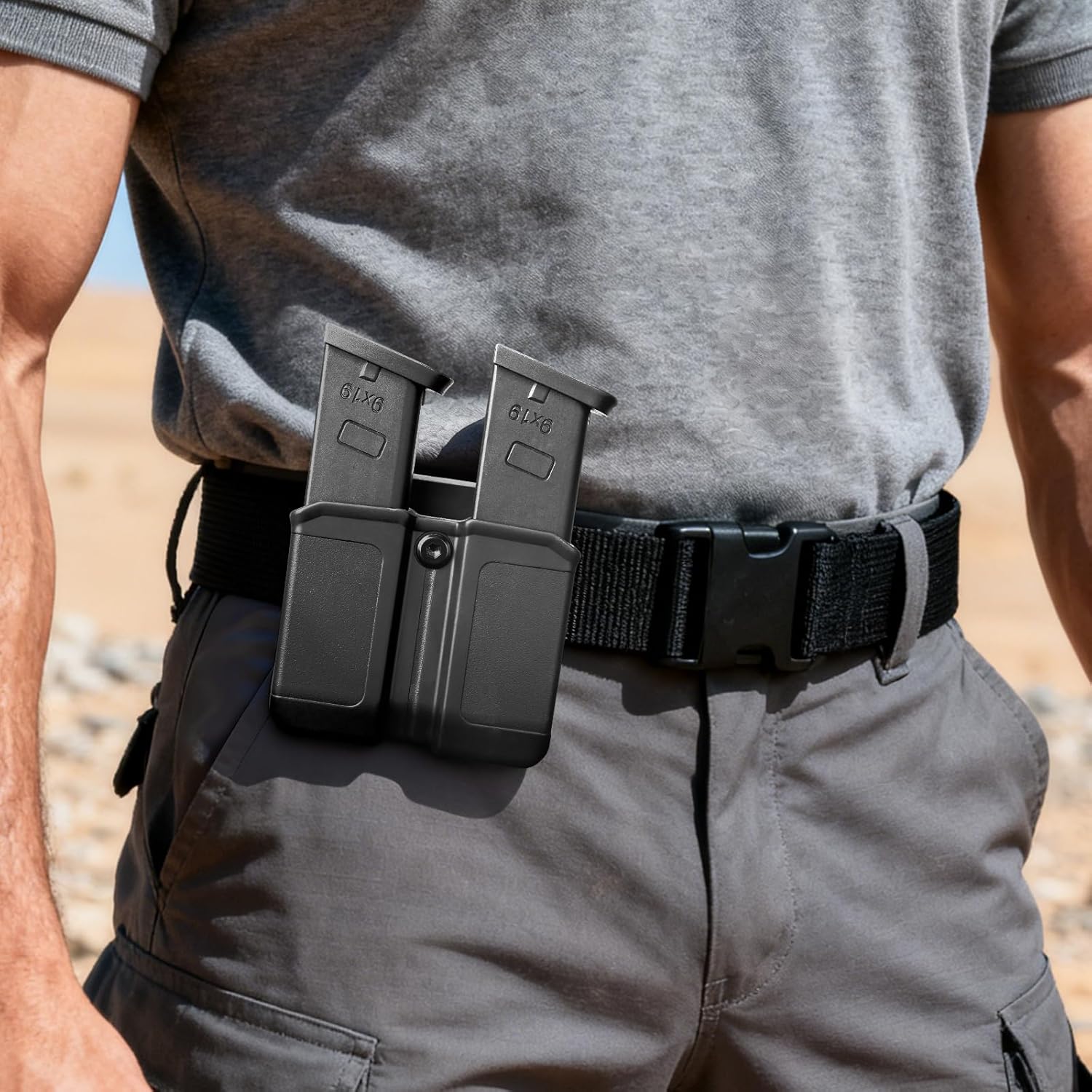 Universal Double Magazine Pouch for 9mm/.40 Double Stack Mags, Pistol Mag Pouch for Glock, Sig Sauer, S&W, Beretta, Taurus, H&K, Springfield, Ruger, CZ and More, Adjustable Retention