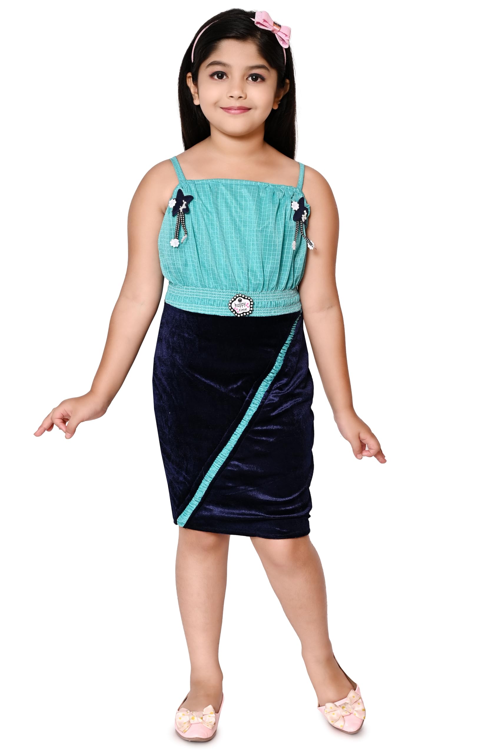 Elegant Turquoise and Navy Velvet Wrap Dress with Bow Accents for Girls - Kids Party Dress, Special Occasion Outfit, Fashionable Girls' Clothing-image-33