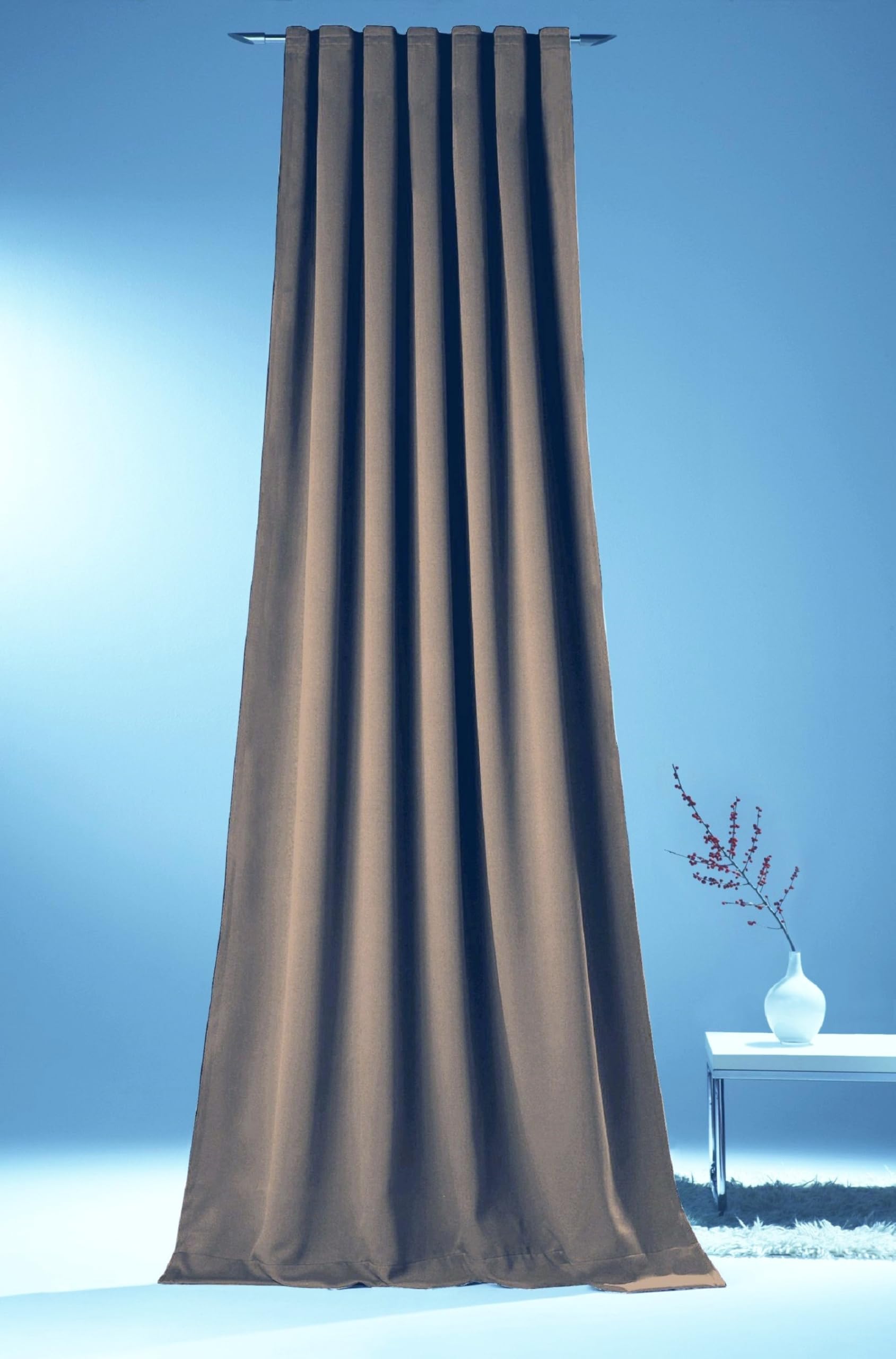 Vorhang Verdunkelung Taupe Kälteschutz Kräuselband Blickdicht Klimavorhang Übergardine XXL extra lang energiesparen 145x350 cm(BxH)