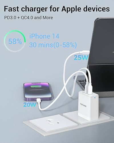 Miniatura 25 de Bloque de cargador USB C de 65 W, cargador de pared GaN de 3 puertos, plegable, compacto, tipo C, carga rápida para MacBook Pro/Air, para iPhone