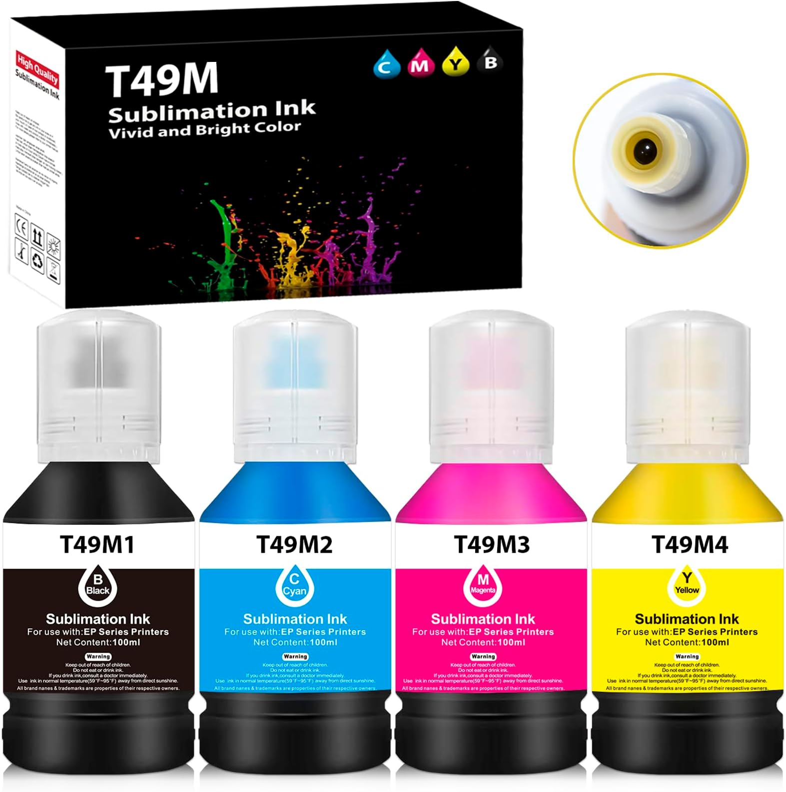 4 x 140ml T49M Sublimation Ink Cartridges for Epson SureColor F170 F570 (T49M1 T49M2 T49M3 T49M4) Thermal Sublimation Printer