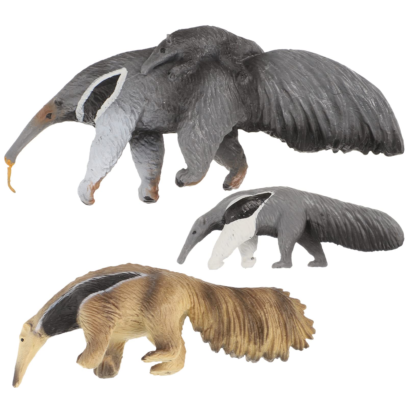 LUOZZY 3 Pcs Realistic Wild Animal Model - Plastic Anteater Toy Figure Figurine