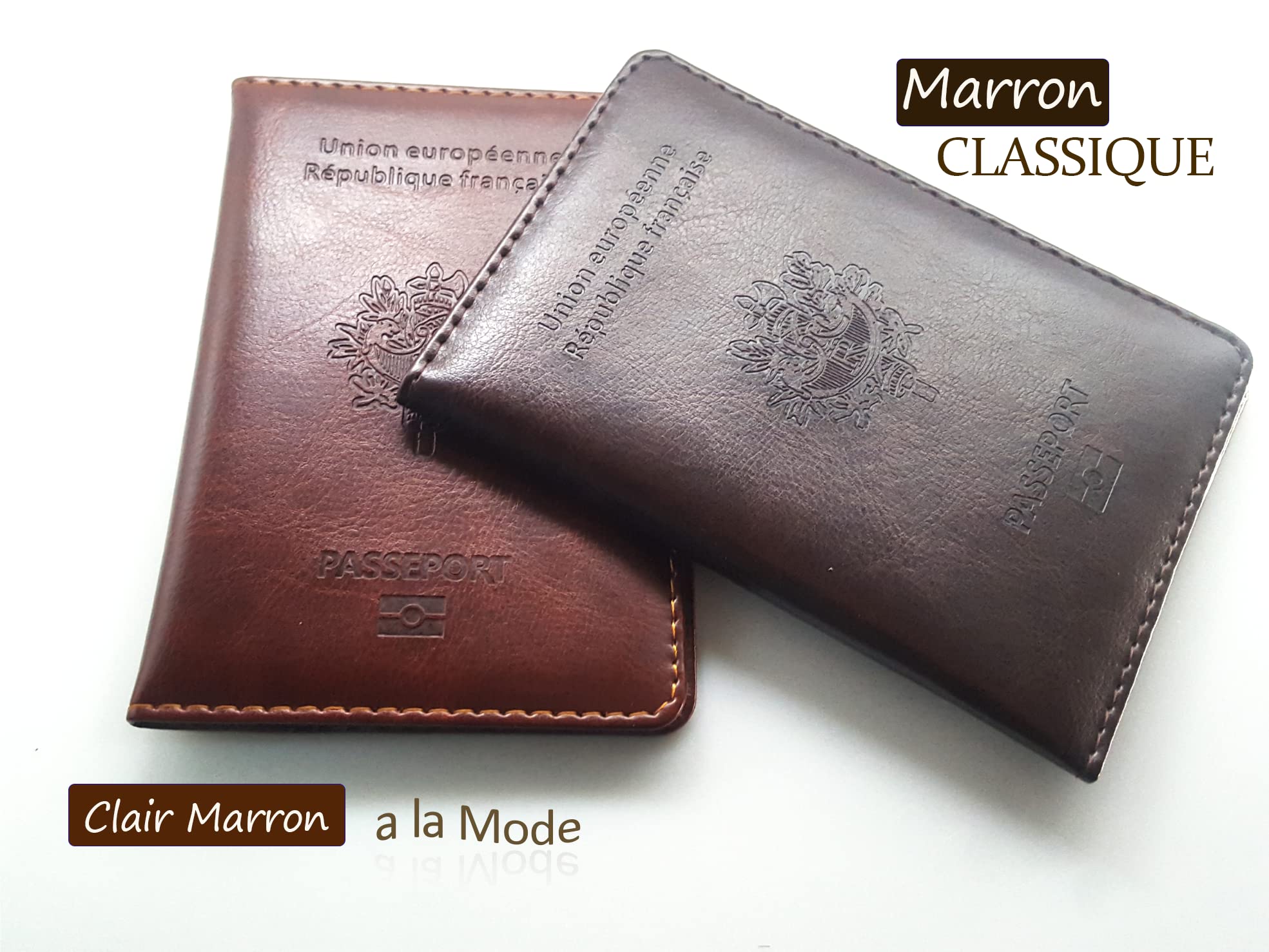 Porte Passeport Housse Protège Passeports Cuir Pochette étui pour Passeport Voyage Protection Housse de Passeport (Marron)