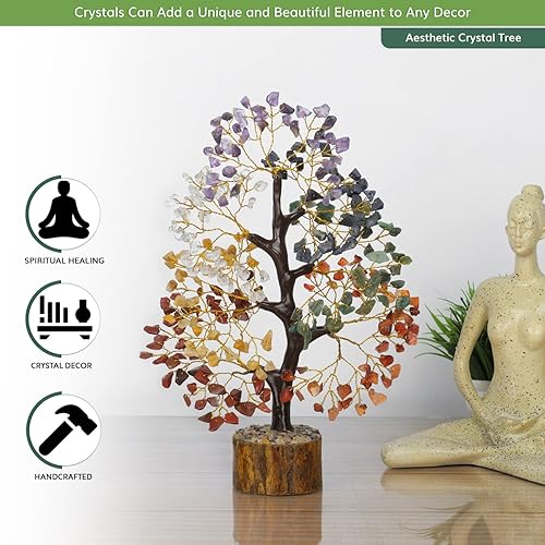 Miniatura 6 de YATSKIA Árbol de la vida de chakras, árbol de 7 chakras, árbol de cristal para energía positiva, piedras de chakras, regalos espirituales,