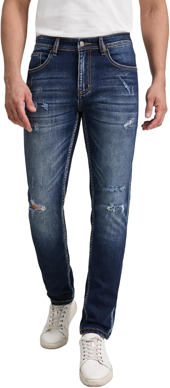 Slim Fit Jeans for Men, Stretch Mens Skinny Jeans, Men's Ripped Jeans Distressed Denim Athletic Fit Jeans Men