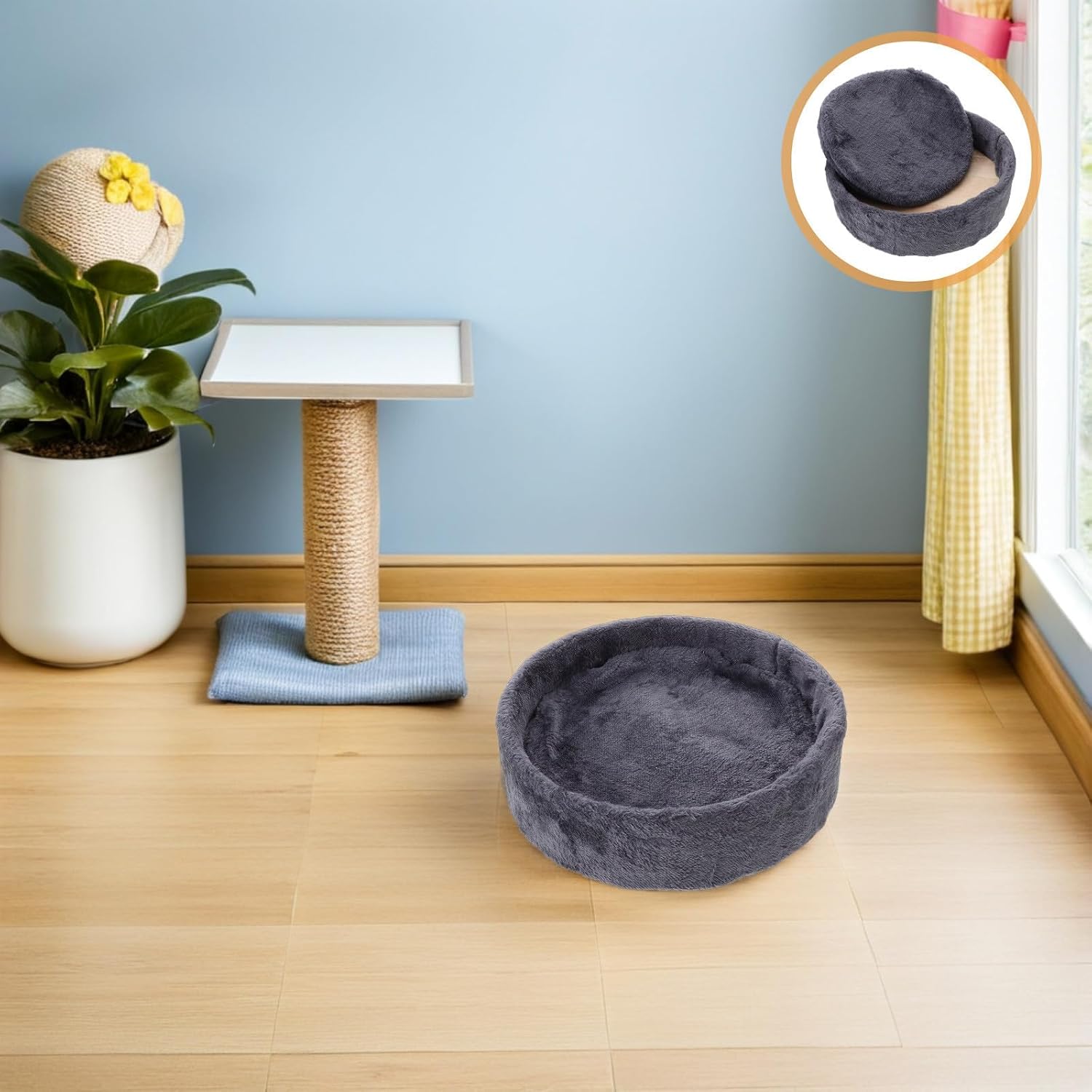DOITOOL Cat Tree Tower Accessories Replacement Cat Bed Nest Cushion with Fleece Cover Round Wood Frame Easy Maintenance Universal Compatibility and Small Pets Home Decor
