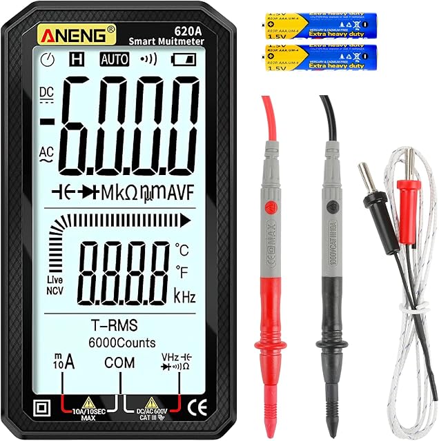 icyant 4.7 in Digital Multimeter Spannungsprüfer mit LED Bildschirm, TRMS 6000 Counts Digitales Voltmeter mit Messleitungen Hochspannungsprüfer und berührungsloser voltmeter, Misst Strom, Widerstand