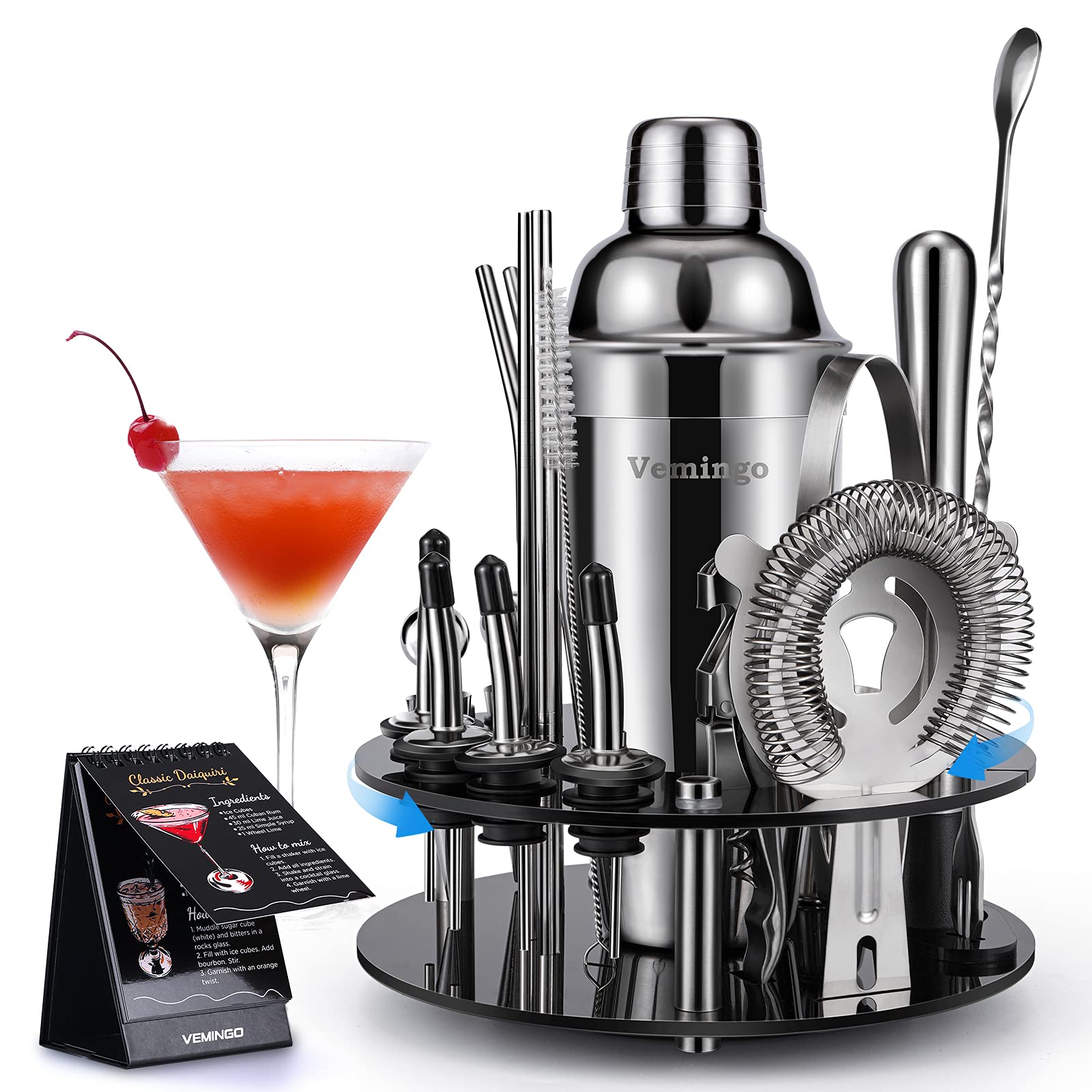 Shaker à cocktail ensemble barman 20 pièces et coffret de mixologie