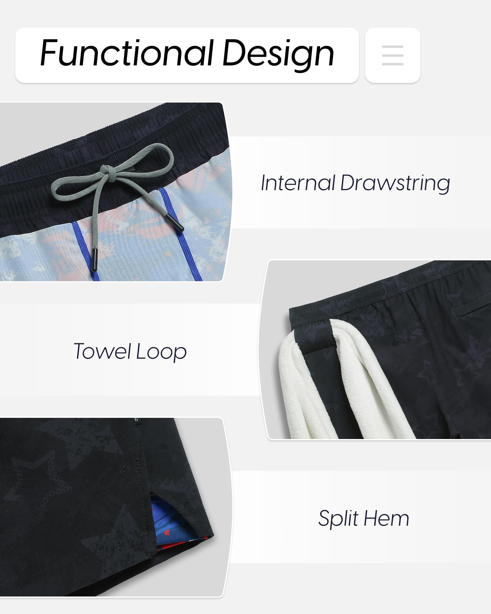 maamgic Traje de baño para Hombre de 5 Pulgadas con Forro de Malla de Secado rápido para Hombre, Pantalones Cortos de natación