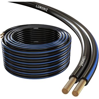 Lumonic Speaker Cable 5m Black 2x4mm  CCA Blue Marking HiFi Speaker Cable Audio Twin Cable