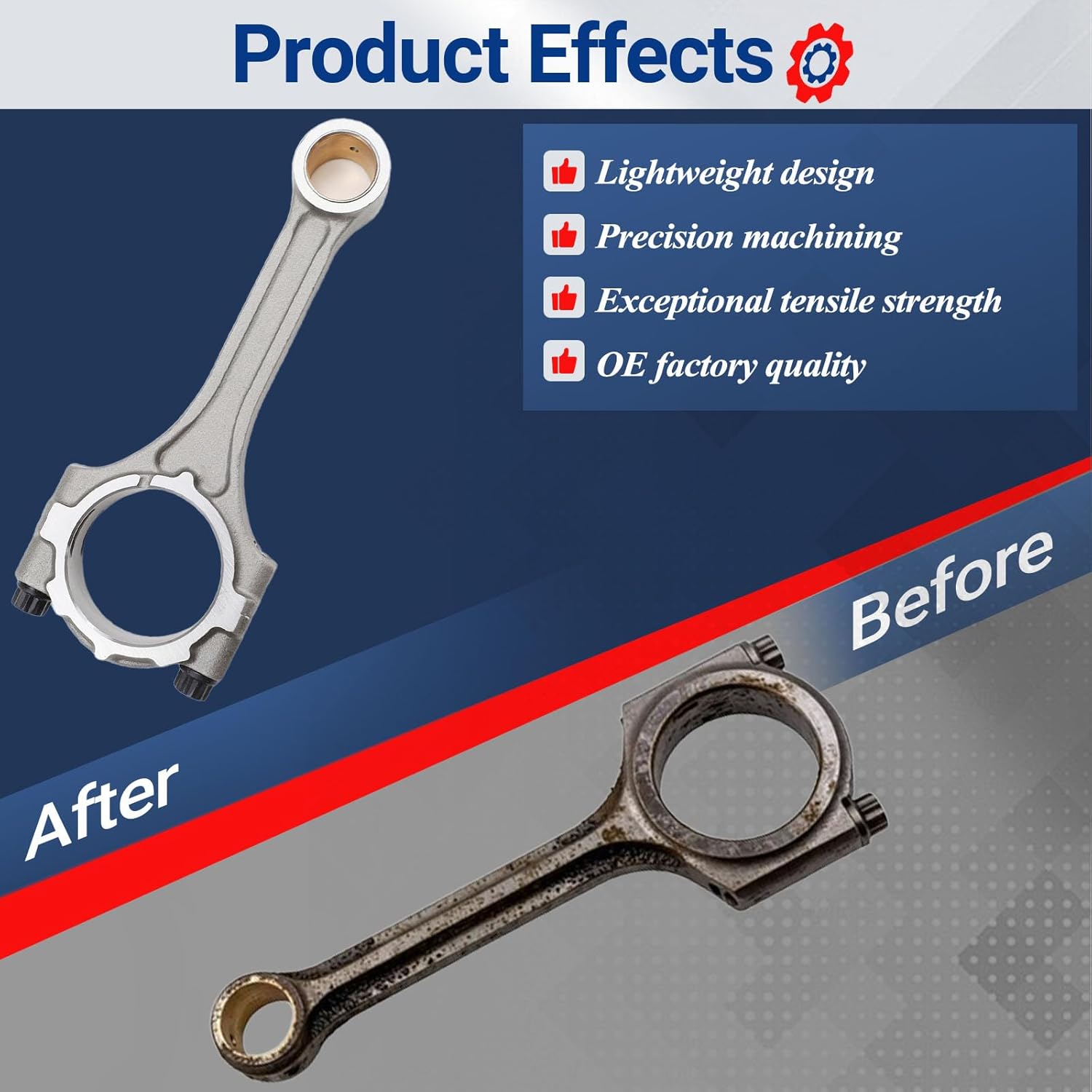 4PCS Connecting Rods kit 235102B700 Fits for 13-21 VELOSTER,for 18-20 KONA,for 15-20 SONATA,for 14-21 KIA FORTE 5 TURBO,for 16-19 KIA OPTIMA,1.6L TURBO Replace OE 23510-2B700,23510 2B700