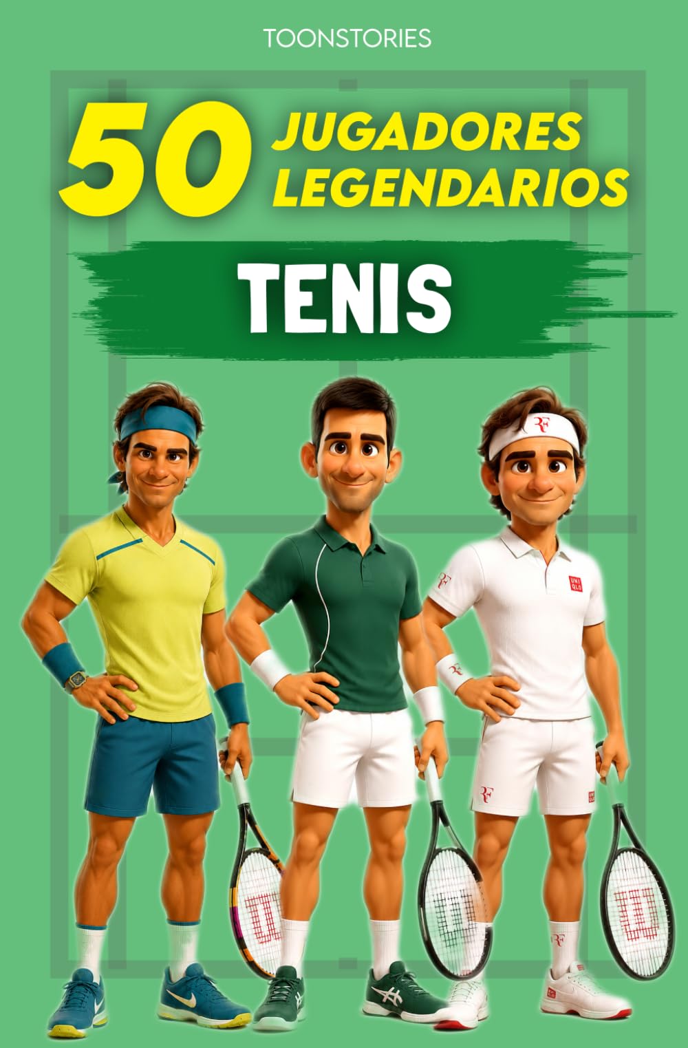 Los 50 Legendarios del Tenis: 50 Jugadores Legendarios - Ilustrado a color - ToonStories