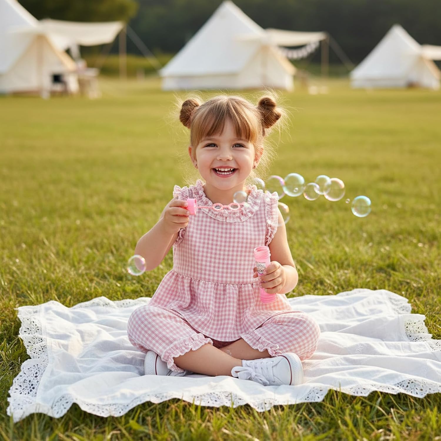 Kupretty Toddler Girl Clothes Baby Summer Outfits Gingham Ruffle Sleeveless Vest Shirt Tank Tops Pants Set 1T 2T 3T 4T 5T - Image 3