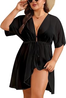 Plus Size Swimsuit Cover Up Women Chiffon Kimono Bikini Coverups Cardigan Open Front Summer Beachwear Swimwear