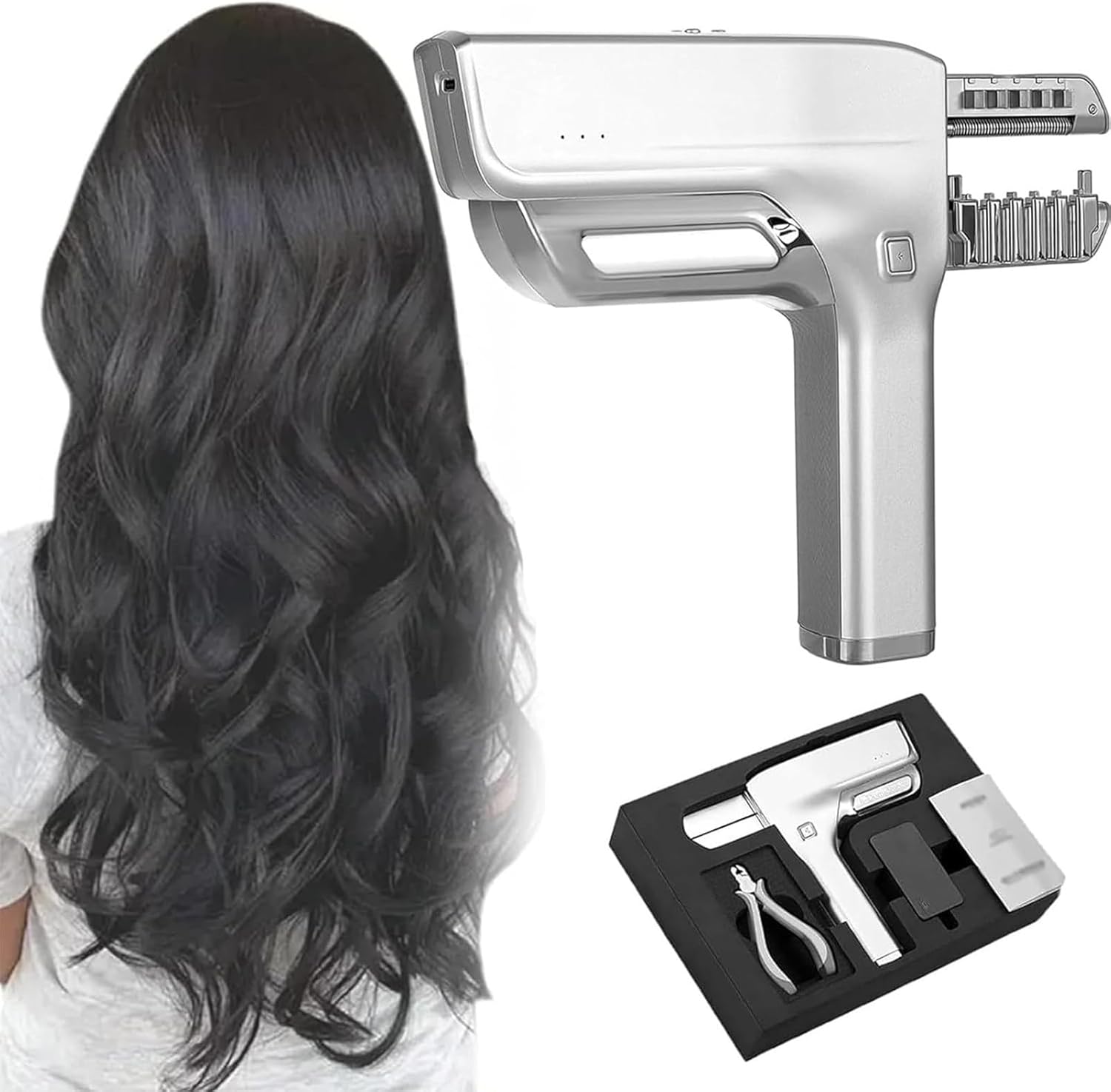 6D Hair Extensions Machine Kit, Hair Extension Gun for Salon, NoTrace