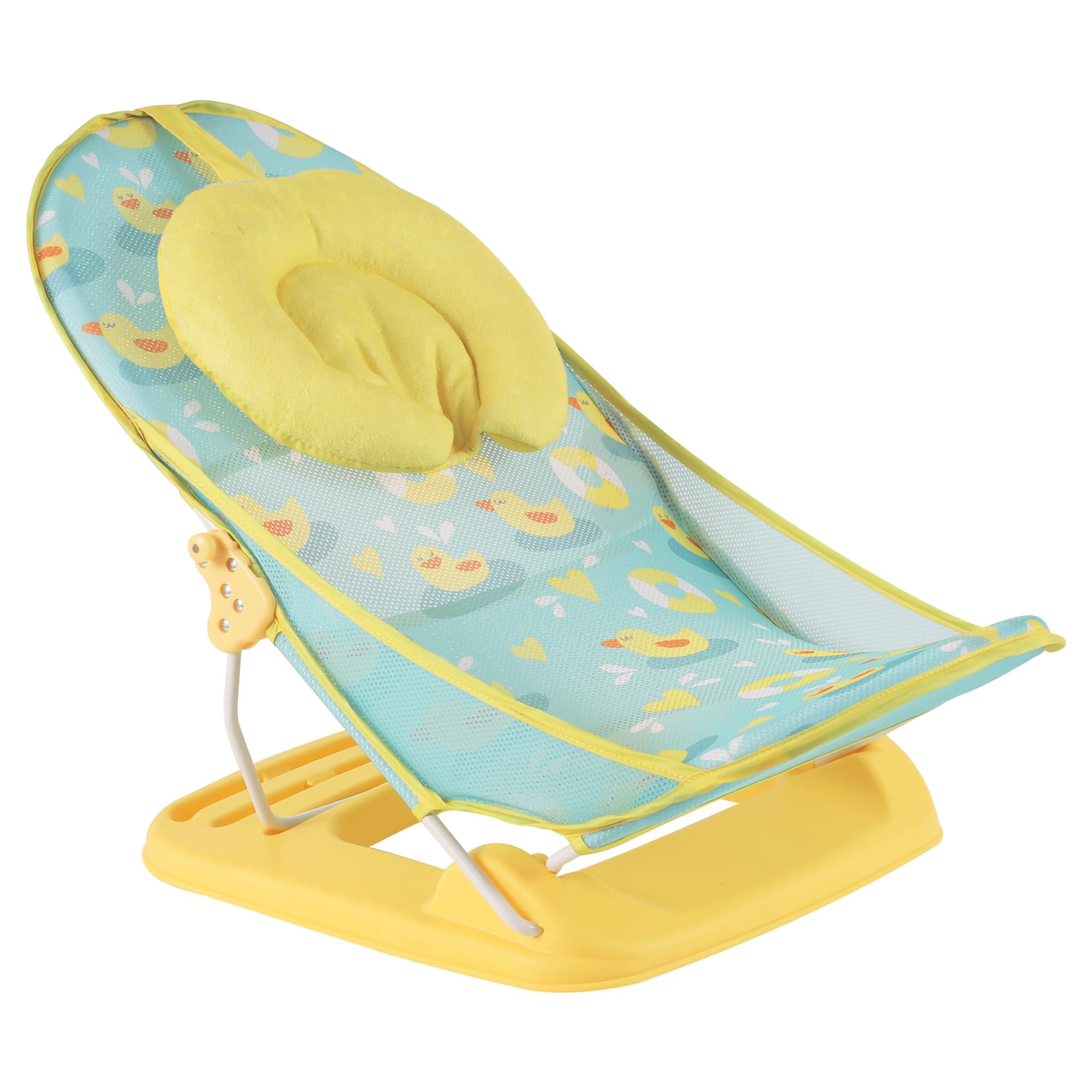 Nuluv Premium Baby Bather | Bath Chair for Newborns and Infants 0-3 Months | Foldable | 3 Position Adjustable Chair | Anti Skid Base | Washable Soft Mesh Seat | for Babies Upto 5Kg (Sunshine)-image-38