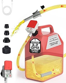 For Saker Sakerplus Transfer Pump, Portable 3.2GPM,Battery&USB mode-Powered with 51" Hose & 4 Can Adapters, Compatible with Gasoline, Diesel, Oil–for ATVs,Generators,Boats (No batteries provided)