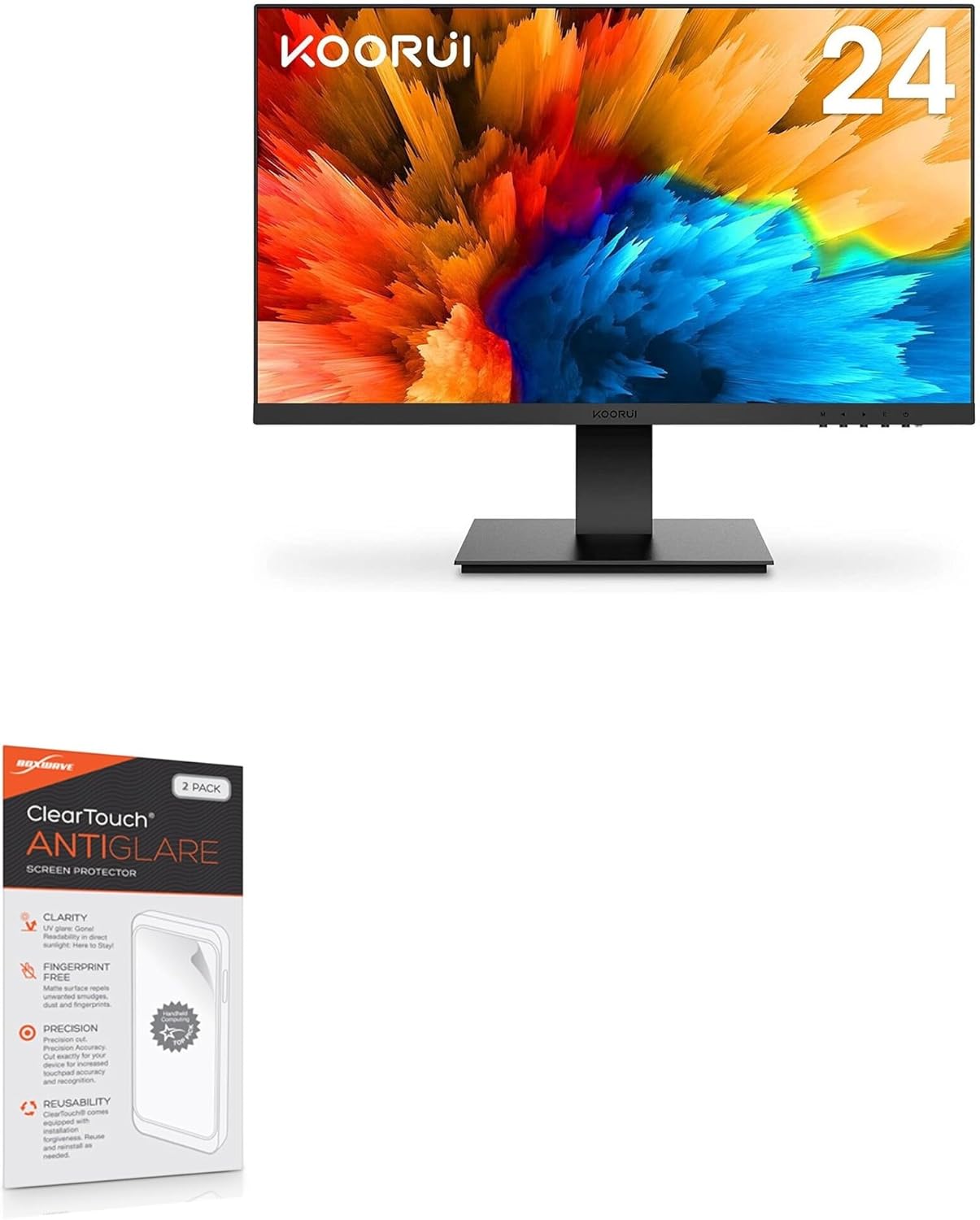 BoxWave Screen Protector Compatible with KOORUI Business Computer Monitor 24N1 (23.8 in) - ClearTouch Anti-Glare (2-Pack), Anti-Fingerprint Matte Film Skin