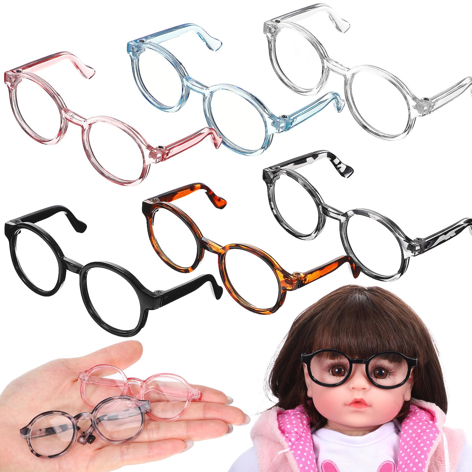 VICASKY Occhiali Rotondi Mini in Plastica Trasparente per Bambole di Pezza e Fotografia Accessori Versatili per Case delle Bambole