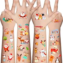 Awinmay Christmas Temporary Tattoos for Kids - 20 Sheets Unique Non Repetitive Designs Christmas Stocking Stuffers for Boys and Girls,Xmas Decorations Supplies Christmas Party Favor for Kids 120+