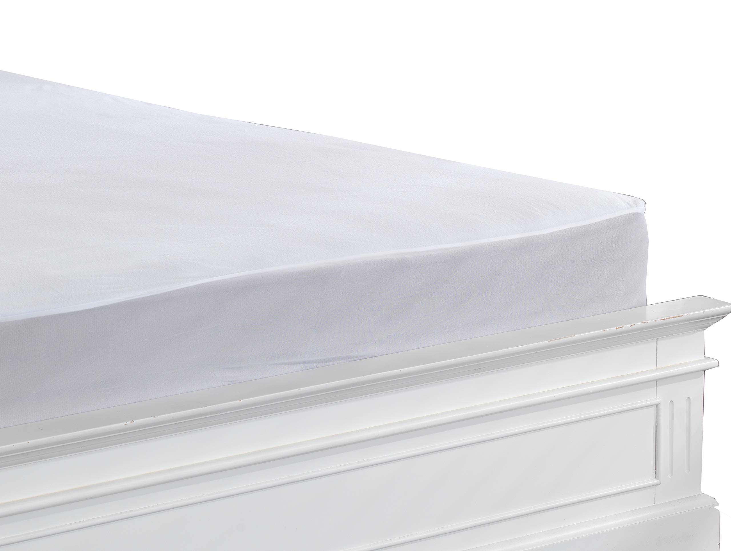 Lancashire Textiles Waterproof 100% Cotton Pile Towelling Fitted Mattress Pad Topper Protector with Elasticated Skirt and Discreet Packaging