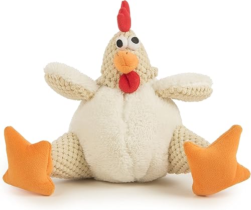 goDog Checkers Fat Rooster Squeaker - Juguete de peluche para perros y cachorros suave y duradero resistente y resistente a los masticables costuras