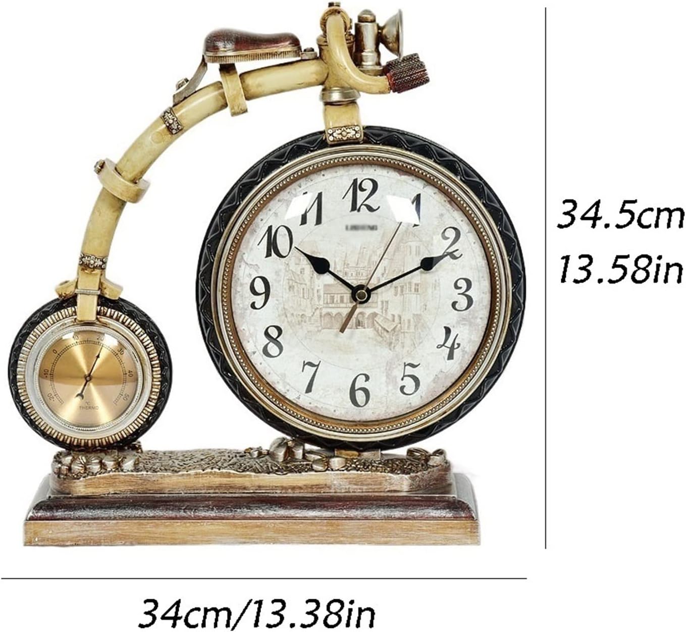 農家風ヨーロピアンスタイルの時計 ミュート 大型 クリエイティブ 自転車 モデリング 時計 パーソナライズ 手工芸品 装飾品 暖炉