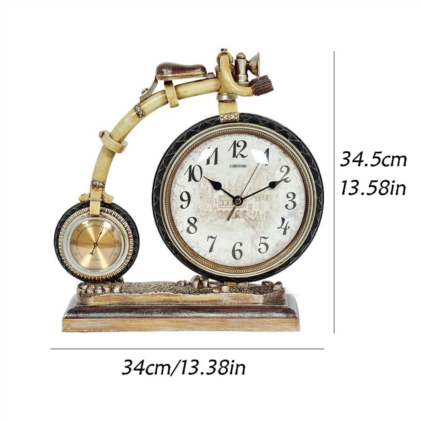 Décorative Horloge de Style européen muette Grande Horloge de modélisation de vélo créative Ornements d'artisanat personnalisés pour Bureau Chambre Table(A)