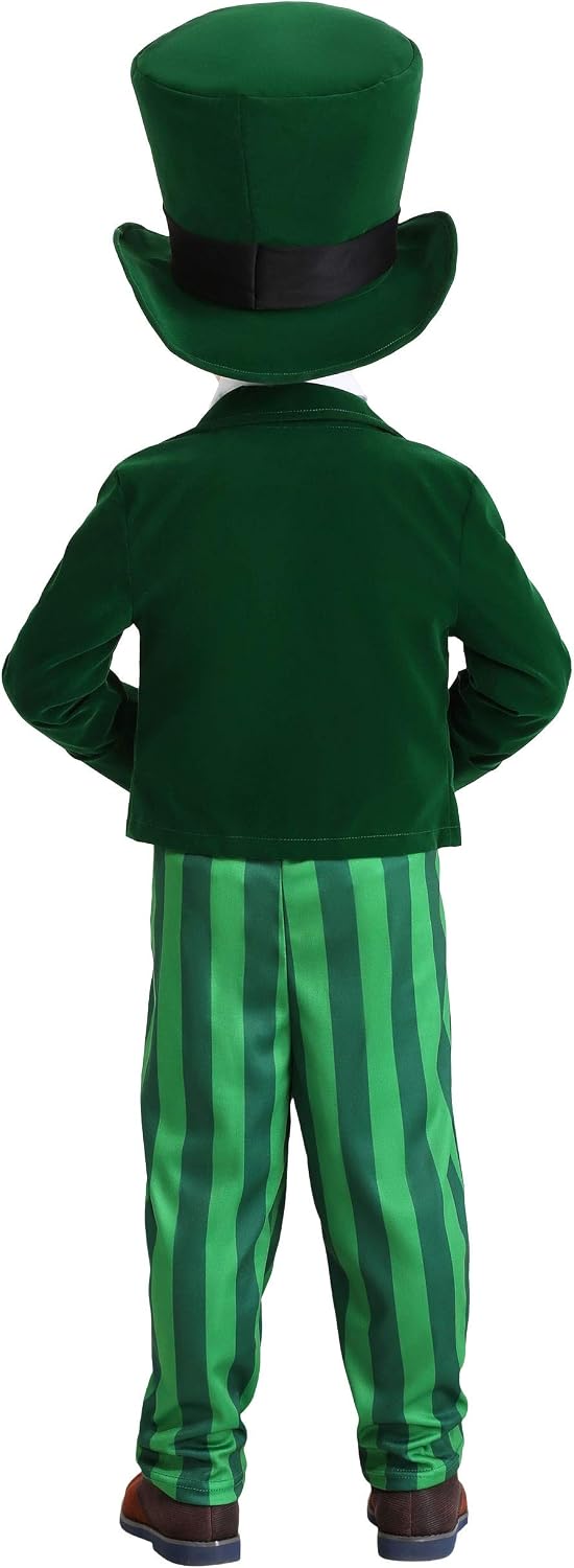 Toddler's Leprechaun Costume - Velvet Jacket with Hat, Pants, Bow Tie & Shamrock Details