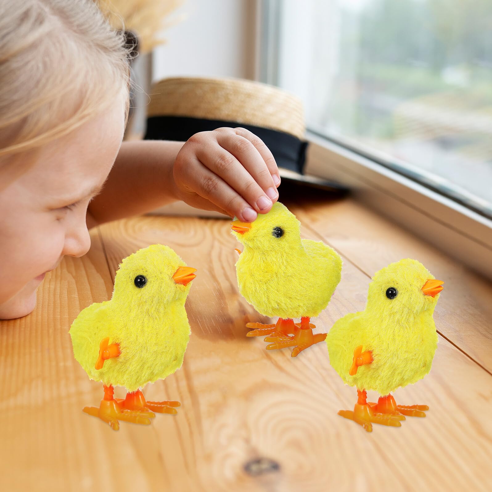 ORFOFE 12 Juguetes De Cuerda para Pollitos Saltarines Peluche Seguro TamañO Compacto 3.14X2.75X1.96In Juegos Interiores Y Exteriores Y Regalos De Fiesta