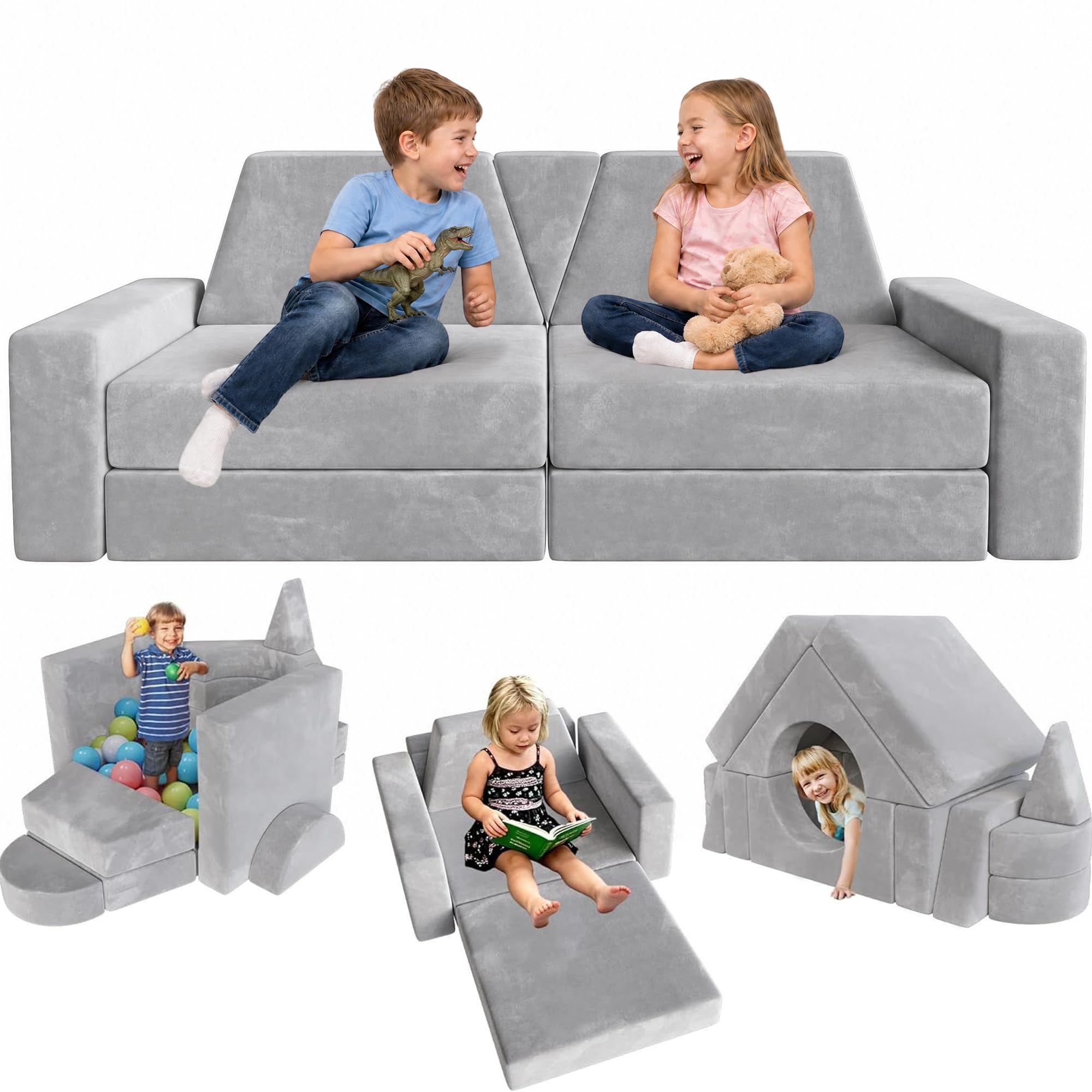 Amazon.co.jp: YEFU モジュラーキッズプレイカウチ 15個 幼児&子供用 