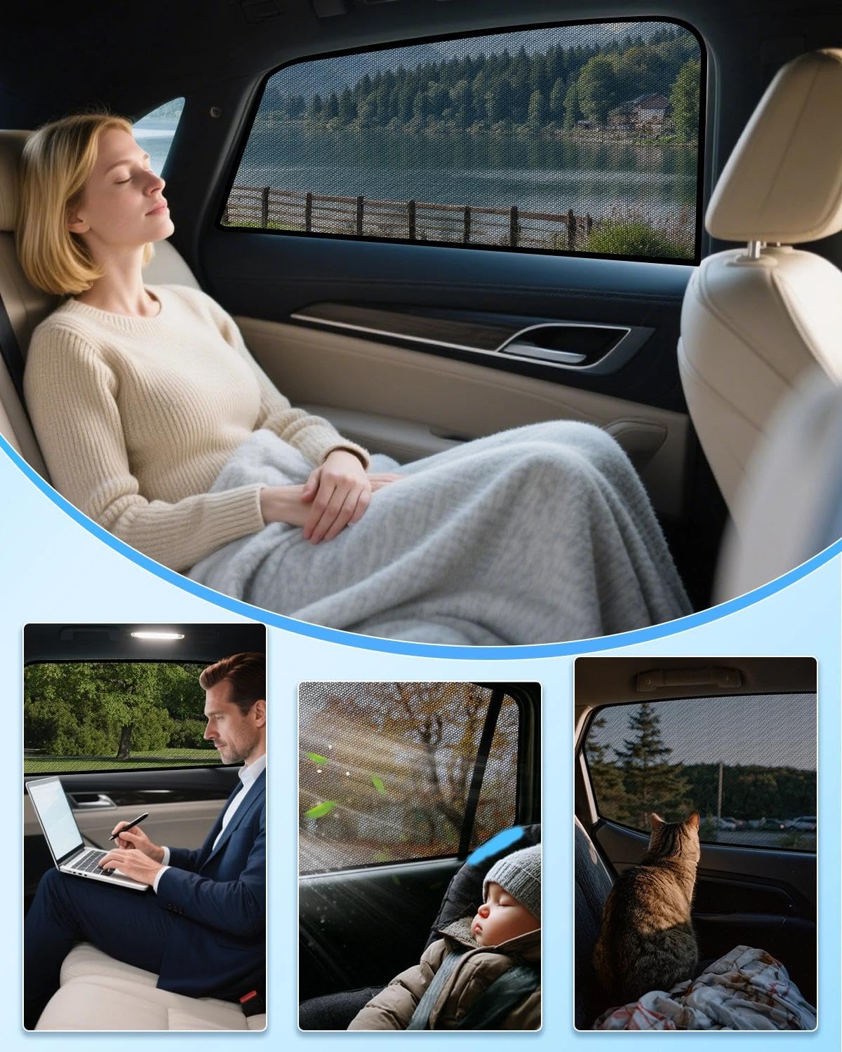 Auto-Sonnenschutz für VW Tiguan (2016–2024) Sonnenblenden hintere Seitenfenster UV-Schutz Wärmeisolierung 2er Set