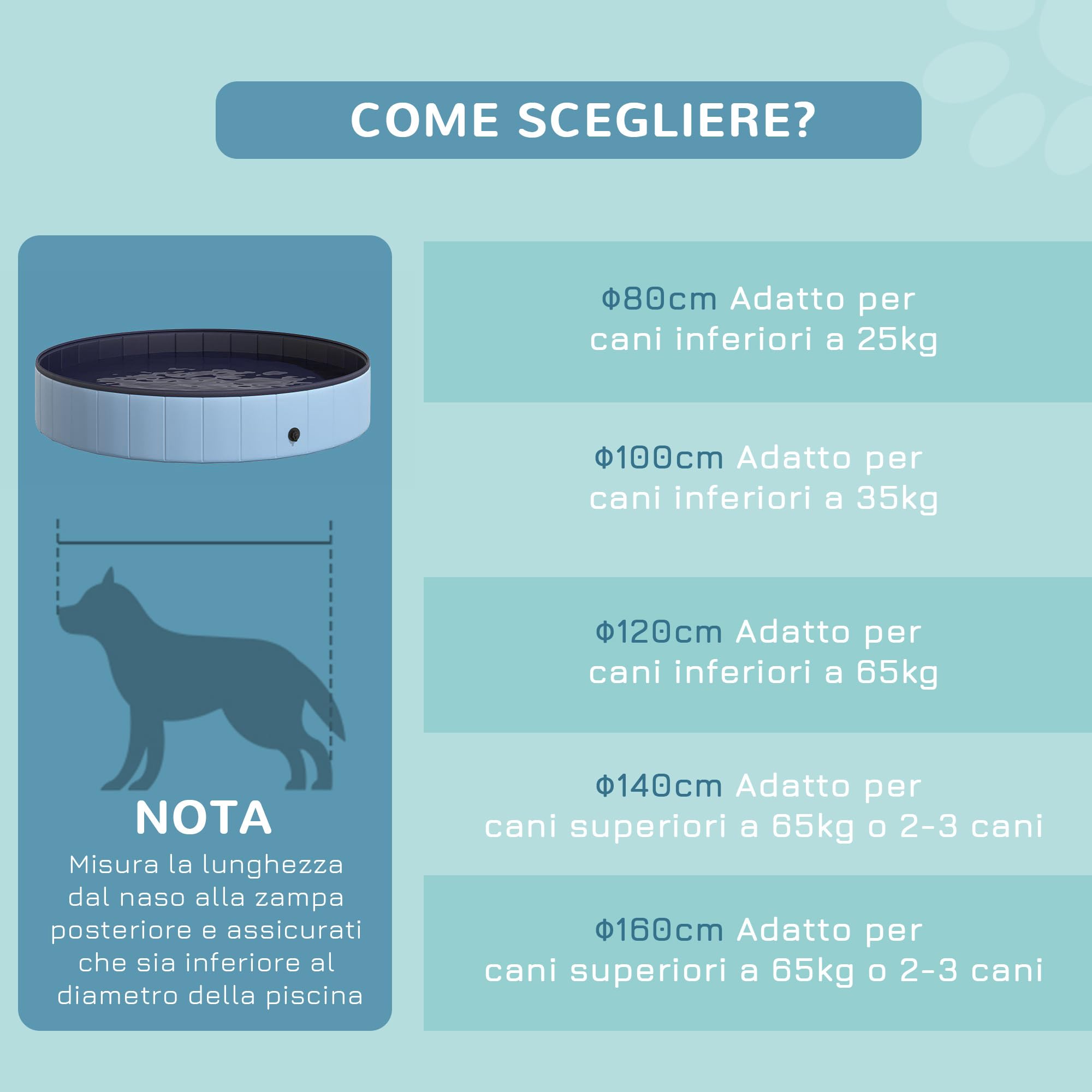 PawHut Piscina Pieghevole per Cani in PVC, Azzurro, 160x30cm (Ã˜xH)