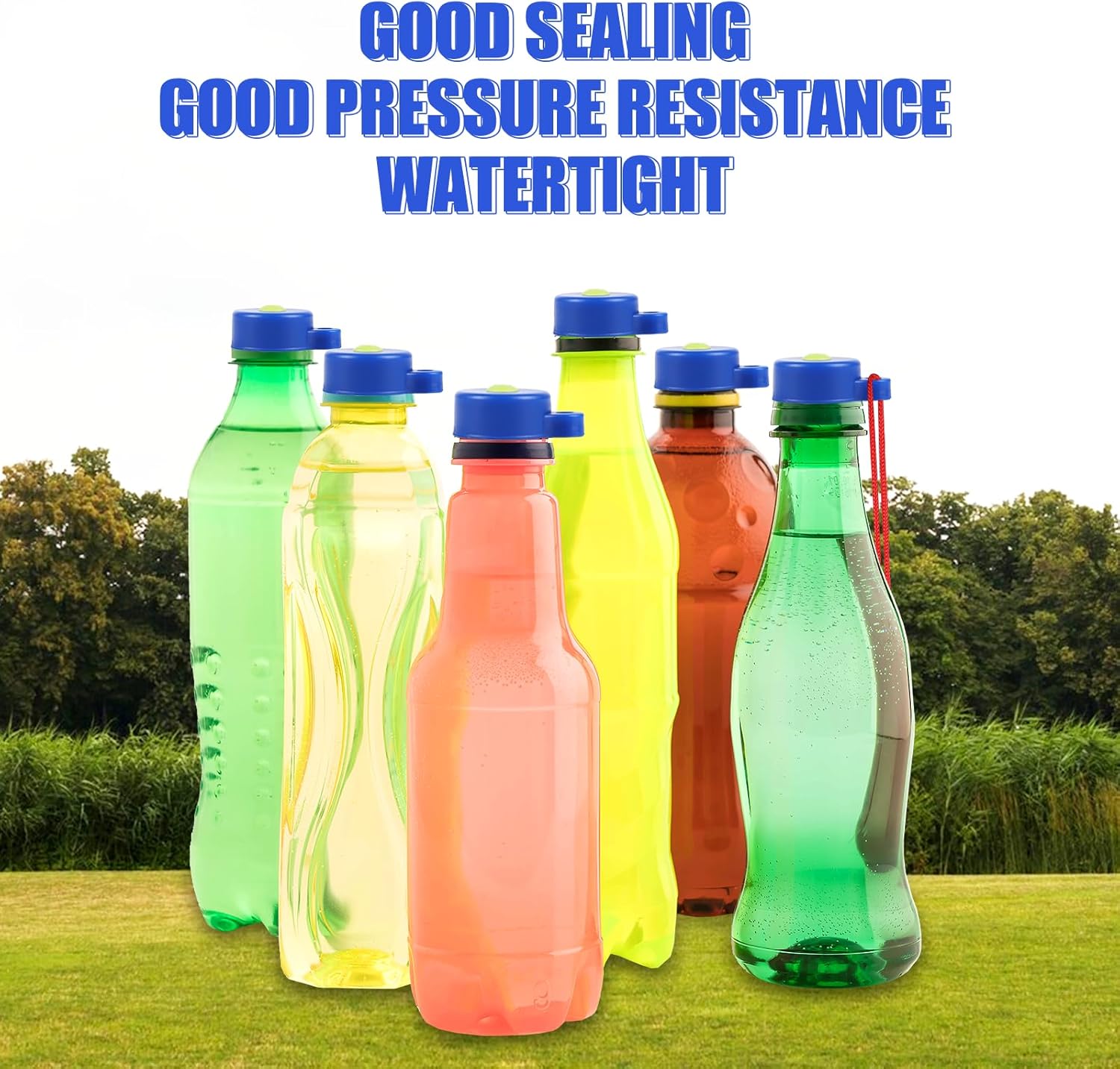 Water Bottle Target Cap Thunder Cap- 20 Pack, Target Cap Inflator Kit for Shooting, Loud Noise, Suitable for Various Plastic Bottles Good Sealing, Interesting, With Ball Needles Tie String and Net Bag