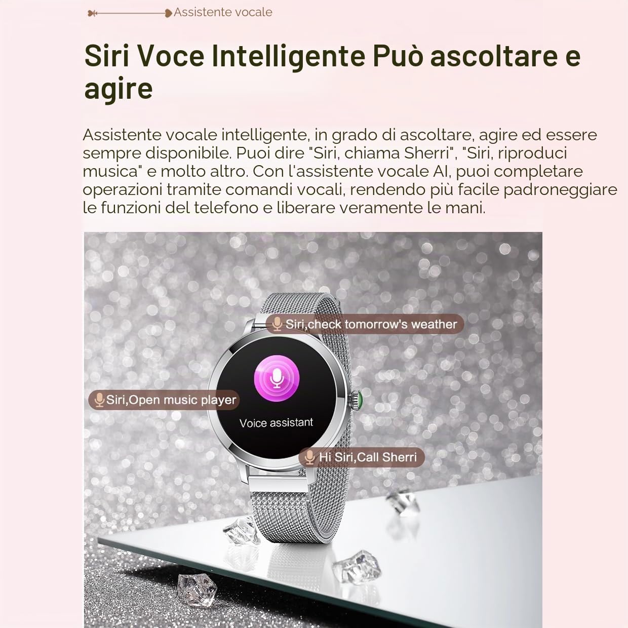 LONGLU Smart Watch da donna con Bluetooth Chiamate, Smartwatch per iPhone e telefoni Android Fitness Tracker Orologi con Risposta/Effettua Chiamate Impermeabile Frequenza Cardiaca (Argento)