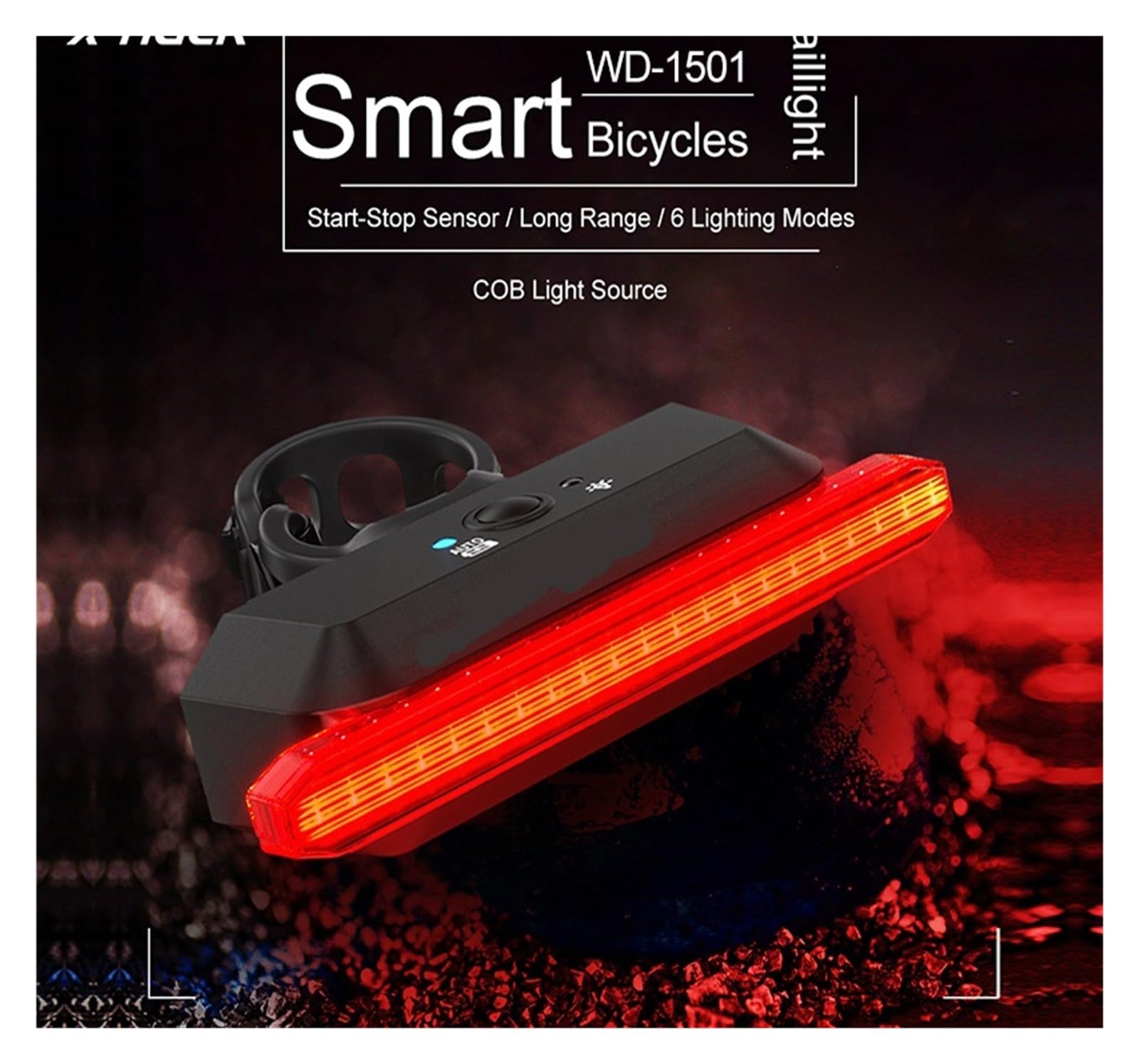 Feu arrière de vélo LED de freinage Intelligente, 1 pièce