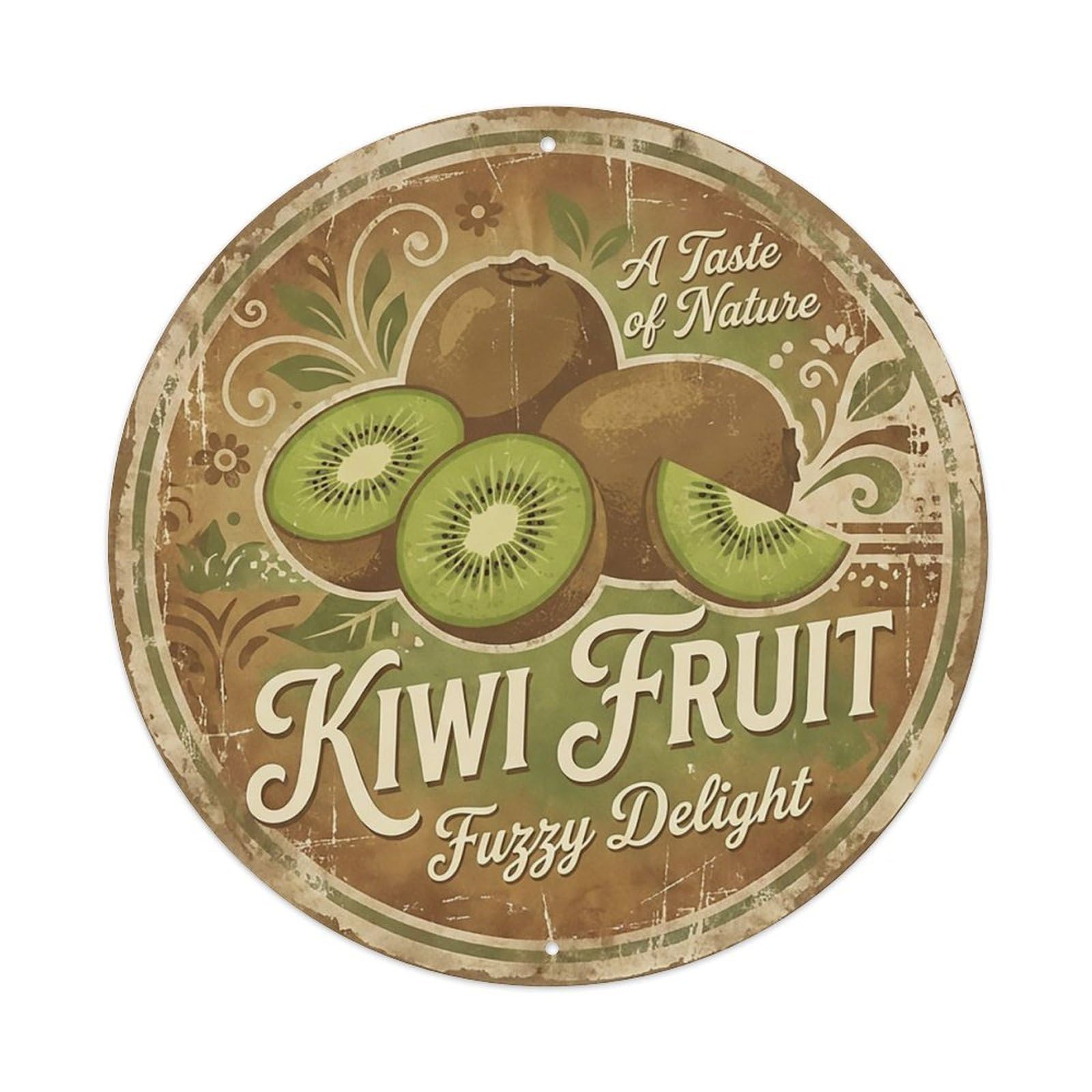 Cxhjca 8X8inch(20X20cm) Vintage Cottagecore Garden Kiwi Fruit Green Fuzzy Metal Tin Sign
