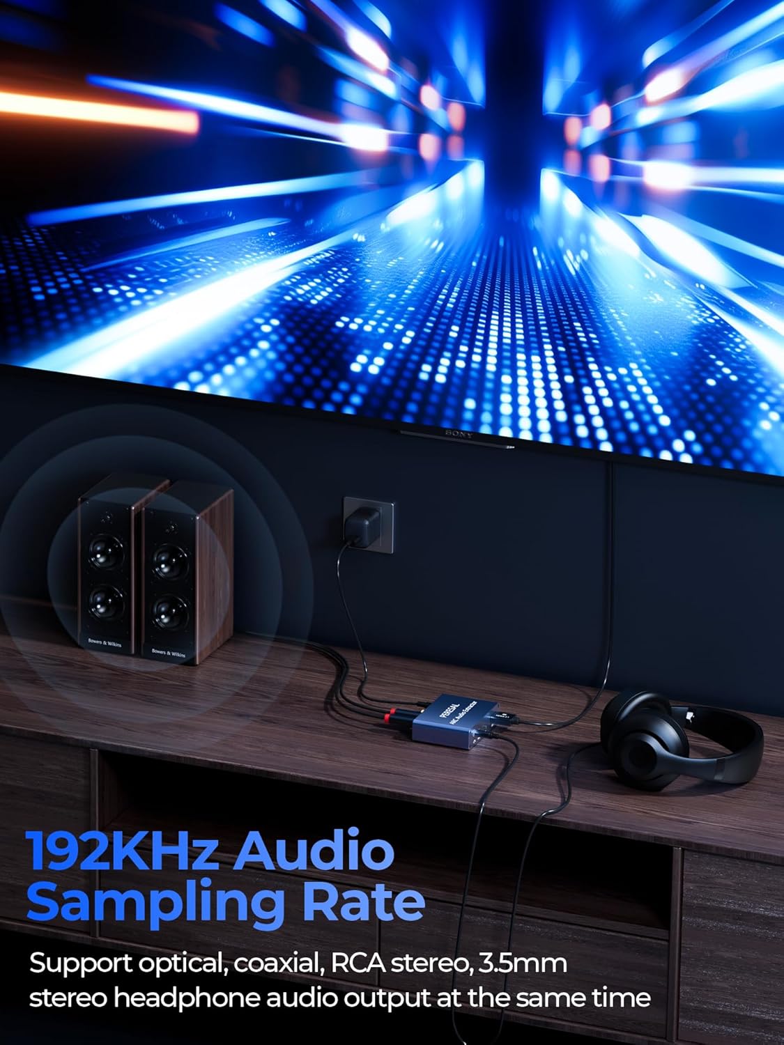 192KHz HDMI ARC Audio Extractor with Optical Cable ARC Converter HDMI ARC to Optical TOSLINK SPDIF Coaxial, RCA+3.5mm Jack L/R Stereo, Audio Splitter for HDTV to Soundbar Amplifier Speakers headphones