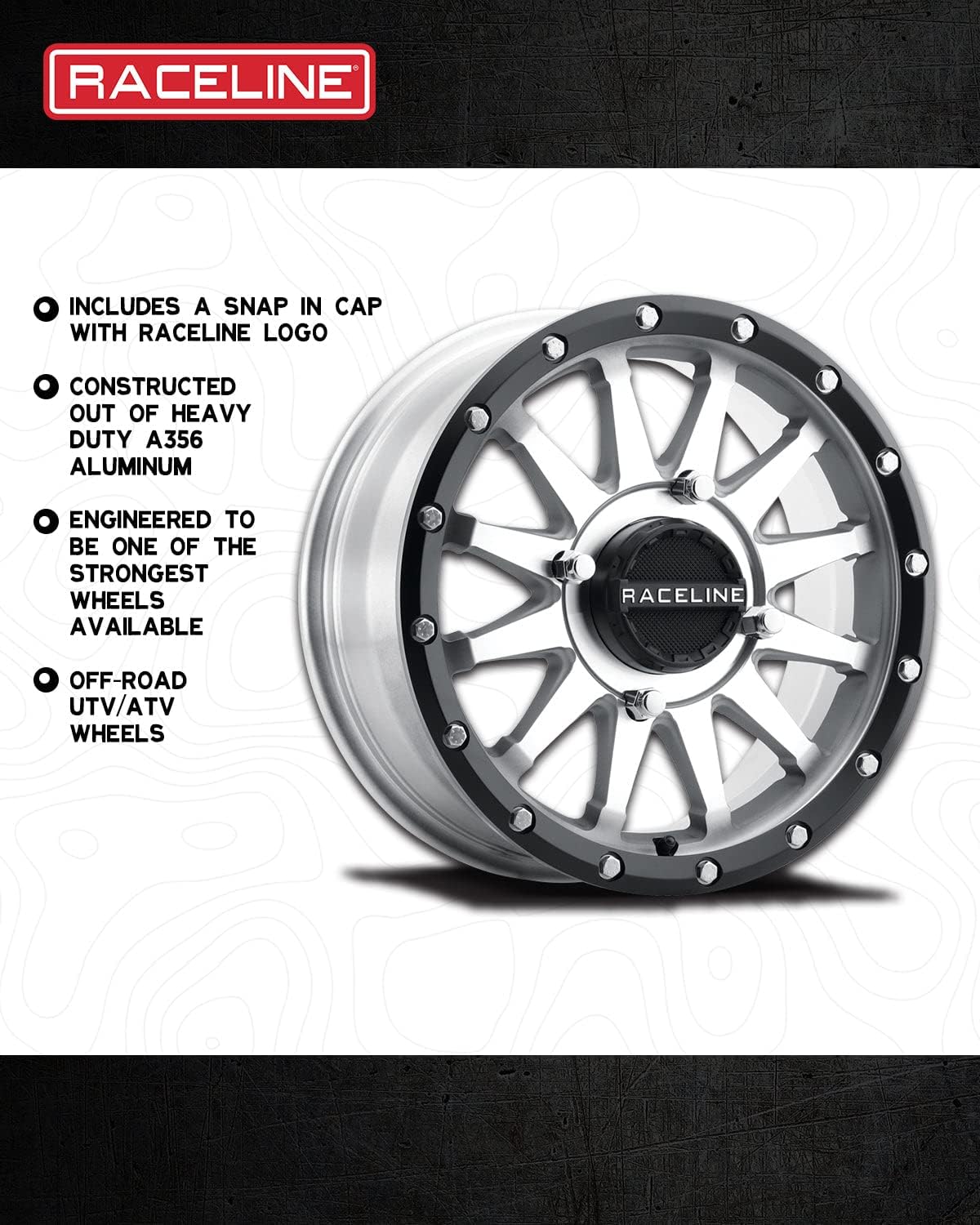 Raceline Wheels A95MA TROPHY UTV/ATV AS CAST Wheel Machined Finish 15x6" 4x156", 40 mm offset/(5.07"B/S)