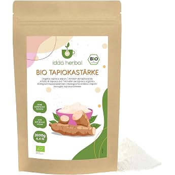 IDDA Herbal Tapioca Flour Organic 2 kg Ground Organic Tapioca Starch Tapioca Flour Gluten-Free Flour