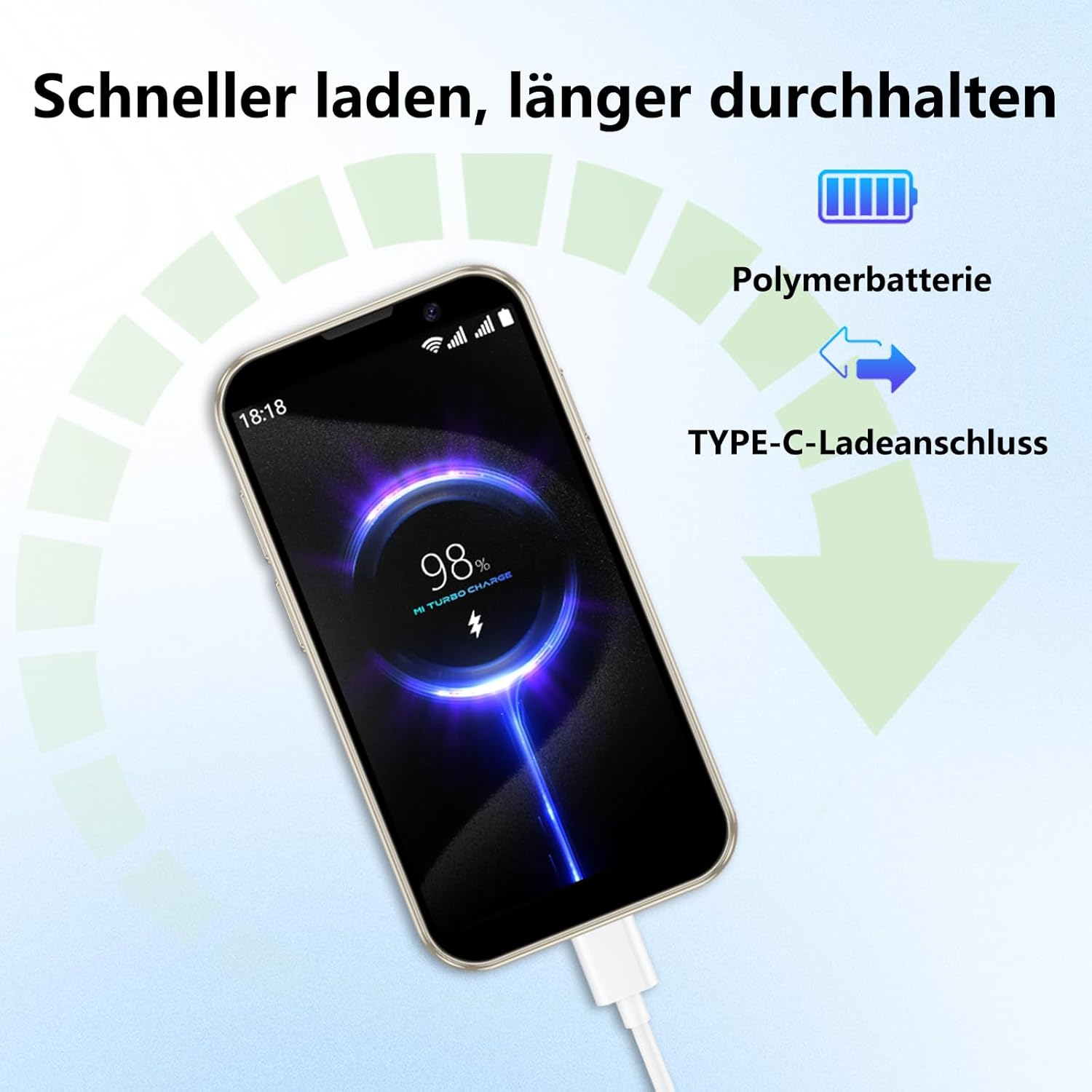 A person unlocking the BezosMax i Mini Smartphone using face recognition technology.